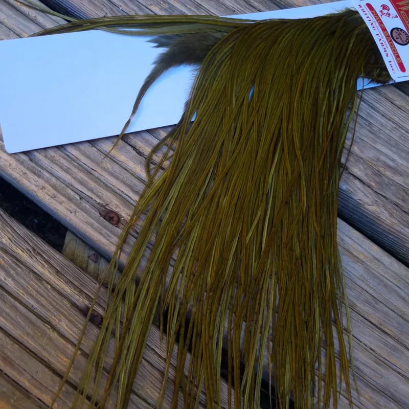 Whiting 1/2 BRONZE Grade Dry Fly Rooster Saddle in Dark Olive-5